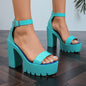 Women's Super High Heeled Sandals, Fashion Platform Open Toe Ankle Strap High Heels, Casual Candy Color Party & Prom Shoes