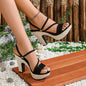 Elegant Women'S Casual High-Heel Sandals - Bohemian Style, Comfortable Block Heel, Ankle Strap, All-Season Wear for Travel, Parties, and Night Outs, Travel Footwear | Bohemian Sandals | Comfortable Heel