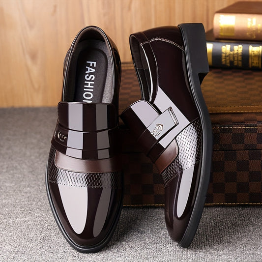 Men's fashion solid color artificial patent shoes, High Quality non-slip shoes, business office shoes