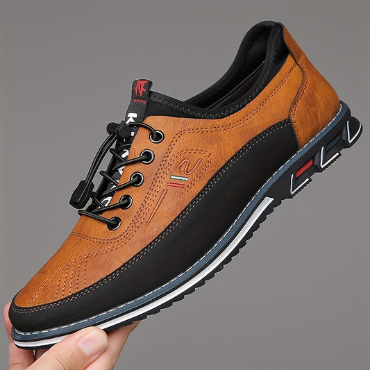 Plus Size Men's Solid Colour Business Style Dress Shoes, Comfy Non Slip Rubber Sole Durable Formal Shoes, Middle Aged Men's Footwear