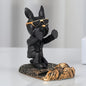 Frenchie Resin Phone Holder, Fashionable Desk Stand with Leopard Print Base, Black Tuxedo Design, Ideal for Office, Home & Car Decor, Perfect Gift for Valentine'S Day, New Year, Christmas, Halloween, Thanksgiving, Mother'S Day, Father'S Day | Playful Deco