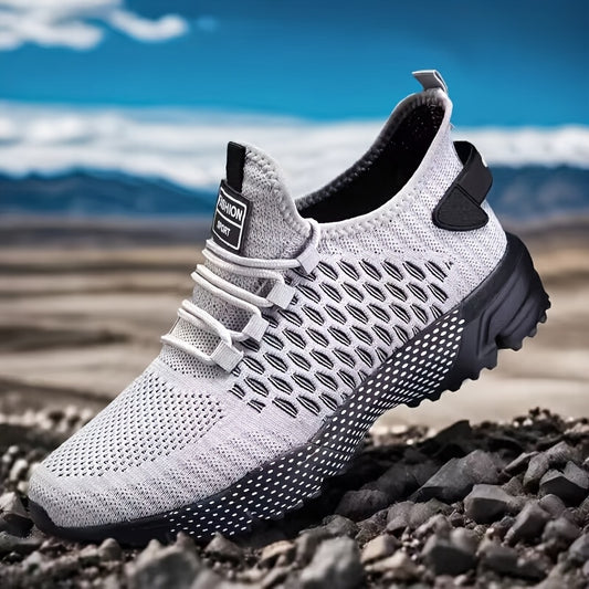 Men'S Oversized Athletic Shoes - Striped Breathable Fabric Running Shoes with Stable Support.