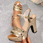 Women'S Elegant Glitter Strap High Heel Sandals - Open Toe, Platform, Buckle Closure, Lightweight & Comfortable, Perfect for Weddings, Parties, Office, Beach, and More, Elegant Footwear | Glittery Strap Sandals | Comfortable Heels