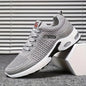 Men's Breathable Comfortable Sports Shoes - Shock-Absorbing Anti-Slip Mid-Top Lace-Up Design, Fashionable Woven Knit Upper, All-Season Black & White for Outdoor Jogging & Walking, Sleek Sporty Look, Shockabsorbing Footwear