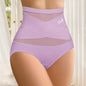 1pc MIOTAN High-Waisted Tummy Control Women'S Briefs, Breathable Mesh Crossed Waist Cincher, Fiber, Seamless Shaping Underwear with Butt Lifting, Elegant Solid Color, 90% Polyester 10% Elastane, 200gsm Knit Fabric - 1pc