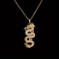 Elegant Golden Dragon Pendant Necklace for Women - Luxurious Rhinestone-Encrusted Jewelry, Perfect for Daily Wear or Parties