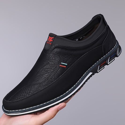 Plus Size Men's Trendy Color Block Business Shoes, Comfy Non Slip Lace Up Rubber Sole Dress Shoes, Men's Footwear