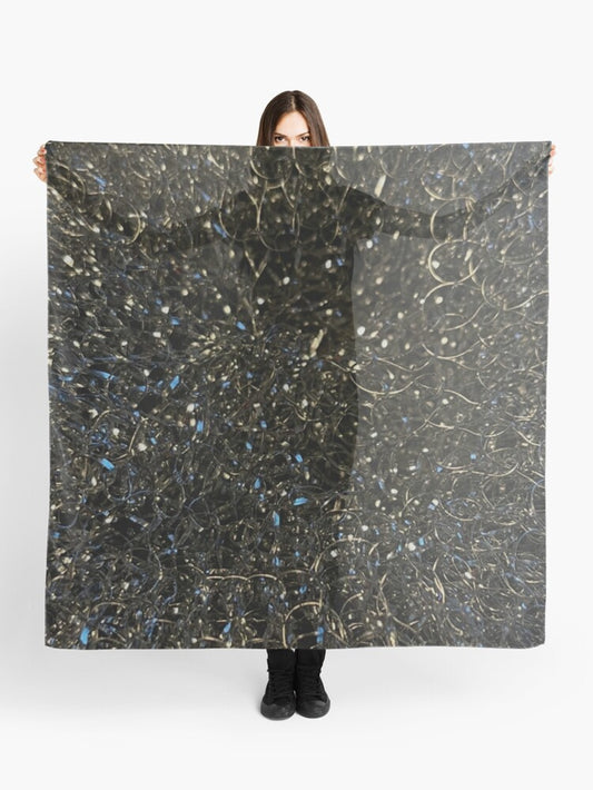 Glittering Abstract Texture - Black and Blue Sparkle Art Scarf