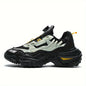 Men's Solid Chunky Shoes With Rotating Buckle, Comfy Non Slip Soft Sole Casual Durable Sneakers For Men's Outdoor Activities