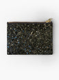 Glittering Abstract Texture - Black and Blue Sparkle Art Zipper Pouch