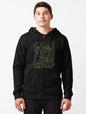 Glittering Abstract Texture - Black and Blue Sparkle Art Zipped Hoodie