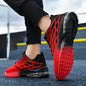 Men's Breathable Knit Casual Sneakers - Lightweight Lace-Up Streetwear Shoes with Letter Pattern, Round Toe & Durable Rubber Sole for Spring Summer Fall, Shoes Sneakers, Fall Footwear, Stylish Letter Pattern, Fabric Upper