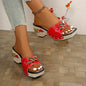 Women'S Stylish Red Tassel Sandals with Double Buckles - High Heel, Platform, TPU Upper, Synthetic Lining, Rubber Sole, Perfect for Summer, Summer Footwear | Stylish High Heel | Tassel Embellishments