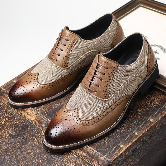 Men'S Vintage Style Business Casual Shoes, Solid Color, All-Season, Low Top, Pointed Toe, Lace-Up, Faux Upper & Inner, Rubber Sole, Faux Insole - Daily & Casual Wear