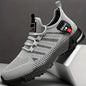 Men'S Breathable Knit Running Shoes - Comfortable, Non-Slip Lace-Up Sneakers with Air Cushion Sole for Outdoor Activities, Black & Red Accents, Casual Footwear|Trendy Men'S Shoe|Comfortable Wear