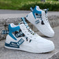 1pair Men'S High-Top Lace-Up Sneakers - Casual Street Style Sports Shoes with Cartoon Accents, Breathable Faux Upper, Fabric Inner, PVC Sole, Comfortable All-Season Footwear for Running & Skateboarding