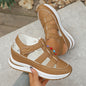 Womens Soft Sole Platform Sandals, Round Toe Comfortable Casual Walking Shoes, Hollow Wedge Breathable Sandals