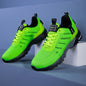 Men's Outdoor Sporty Sneakers: Bright Green with Black Stripes, Low Top, and EVA Soles - Perfect for Running and Casual Wear