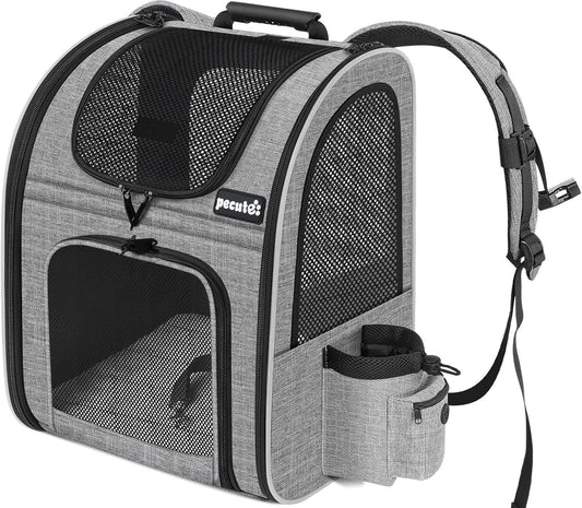 Cat Carrier Dog Backpack, Portable Breathable Rucksack with Front Opening-Mesh Window-Pockets, Airy Space Great for Carrying Puppy Dogs Cats up to 8KG