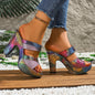 Elegant Women'S Seasonal Fashion Camouflage Slip-On High-Heeled Sandals, Versatile for Parties And Weddings.