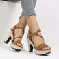 2023 Chic Women's High Heels - Open Toe, Block Heel Sandals with Ankle Strap, Lightweight & Comfortable for Summer