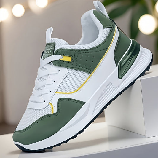 Men's Breathable Mesh Running Sneakers - Lightweight Casual Sneakers with Non-Slip PVC Sole, Lace-Up Design for Everyday & Outdoor Wear, Everyday Shoes | Unisex Sneakers | Comfortable Fit