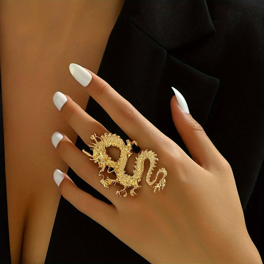 1pc Vintage Style Dragon Ring, Zinc Alloy, Fashionable Minimalist Design, Versatile for Daily Wear & Parties, Ideal Gift for Holidays, All-Season Accessory