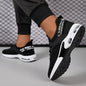 Men'S Breathable Knit Sneakers - Black & White Athletic Running Shoes with Air Cushion for Comfort, Casual Street Style, Hiking & Tennis, All-Season Low-Top Design