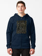 Glittering Abstract Texture - Black and Blue Sparkle Art Zipped Hoodie