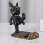 Frenchie Resin Phone Holder, Fashionable Desk Stand with Leopard Print Base, Black Tuxedo Design, Ideal for Office, Home & Car Decor, Perfect Gift for Valentine'S Day, New Year, Christmas, Halloween, Thanksgiving, Mother'S Day, Father'S Day | Playful Deco