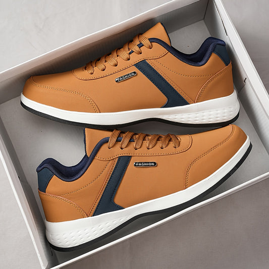 1pair Men'S Classic British Style Casual Business Shoes - All-Season Solid & Geometric Pattern, Low Top Lace-Up, Round Toe, Faux Upper, Fabric Inner, EVA TPR Sole, Comfortable Minimalist Design for Daily & Outdoor Use