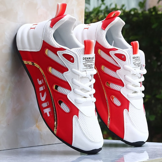 Men'S Fashion Running Shoes, DenimArt Lightweight Sneakers, Non-Slip Lace-Up, Abrasion Resistant, Faux Upper, Fabric Inner, EVA Insole, Casual Street Style, Solid Color, for Hiking, Outdoor, Daily & Workout - Spring/Fall/Winter