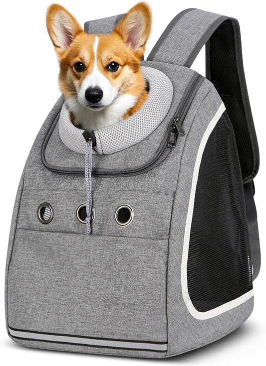 Dog Backpack Portable Cat Carrier Bag Travel Pet Backpack for Small Dog Cats Breathable Dog Rucksack Pet Carrying Bag for Travel Hiking Camping Outdoor (Light Gray)