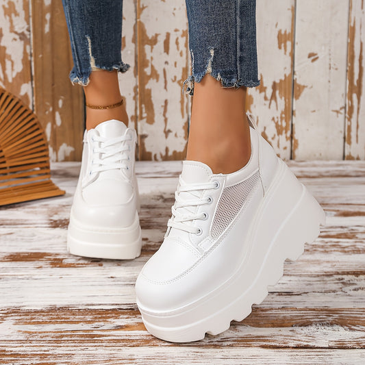 Women'S High-Heeled Shoes with Thick Soles And Laces, Stylish Outdoor Footwear for Women.
