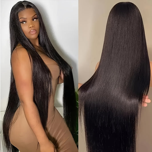 ABIJALE Pre Plucked Brazilian Straight Human Hair Wig, 5x5 HD Transparent Lace Closure, 250% Density, No Glue No Gel, for Beginners, Women'S Lace Front Wig, Real Hair, Straight Hair Type, Movie & Superhero Theme, Sexy Dress Up Wig, Real Hair Wig, High Qua