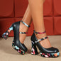 New Style Chunky Heel Shoes for Women, Suitable for Petite Figures, Featuring Colorful Designs And High Waterproof Platforms.