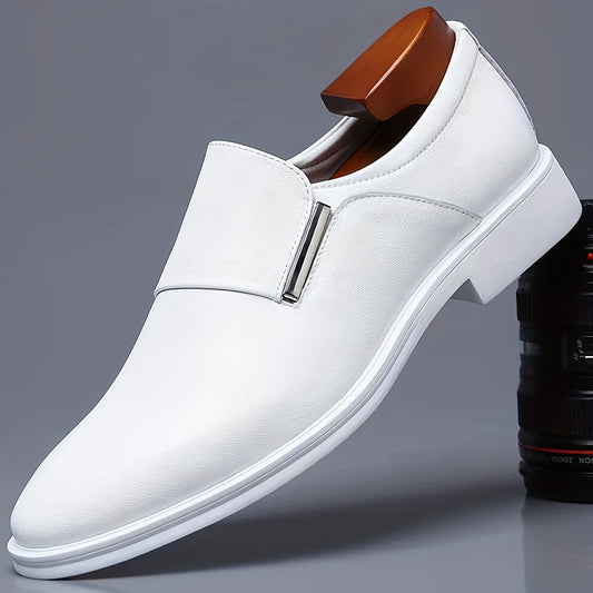 Men'S Classic White Slip-On Dress Shoes - Durable Rubber Sole, All-Season Comfort for Business, Office, Wedding & Casual Wear, Versatile Charm, Casual Footwear | Elegant Footwear | Smooth Finish