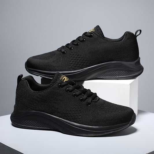 Men'S Breathable Mesh Running Shoes, Lightweight Lace-Up Athletic Sneakers, Casual Sports Style with Stripes, EVA Sole, Fabric Upper/Insole/Inner, Normal Pronation Support, All-Season for Spring/Fall/Summer