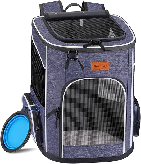 ® Cat Carrier Backpack, Foldable Pet Carrier Backpack for Cats and Small Dogs, Dog Backpack Carrier with Ventilated Design Inner Safety Strap, Puppy Carrier Bag for Travel Camping Hiking Blue