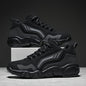Men's Athletic Sneakers - Breathable Mesh Upper, Non-Slip Rubber Sole, Durable Low-Top Lace-Up Shoes for Running, Walking & Hiking | Black with Red Accents