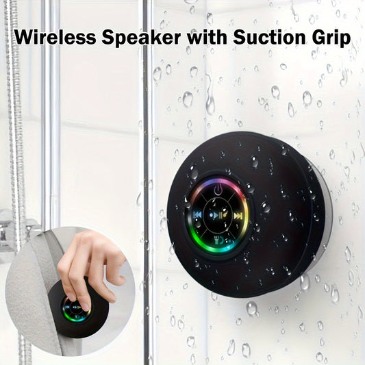 Mini LED Bathroom Speaker with USB Charging, IPX-4 Water Resistance, Button Control, 5.0 Surround Sound, Single Speaker, Lithium Battery-Polymer, Tabletop Mounting, For Computers, Music Players, Smartphones or Tablets