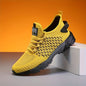Men's Breathable Cross-Training Shoes - Lightweight EVA Sole, Vibrant Yellow Low-Top Design for Gym, Running & Casual Wear - Retro Sporty Style with Fabric Upper & Cushioned Insole, Gym Training Footwear, Sleek Sporty Look, Flexible Footwear, Durable Cons