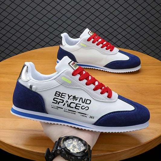 1pair Men'S Fashion Sneakers - Casual Street Sports Style, Solid Color, All-Season, Low Top, Lace-Up, Faux Upper, Fabric Inner, Rubber Sole, Comfortable Round Toe Shoes for Outdoor Activities