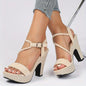 2023 Chic Women's High Heels - Open Toe, Block Heel Sandals with Ankle Strap, Lightweight & Comfortable for Summer