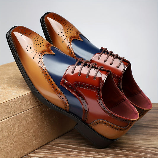 Men's Casual Lace Up Business Shoes, Formal Dress Shoes For Wedding Party Office