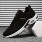 Men's Breathable Comfortable Sports Shoes - Shock-Absorbing Anti-Slip Mid-Top Lace-Up Design, Fashionable Woven Knit Upper, All-Season Black & White for Outdoor Jogging & Walking, Sleek Sporty Look, Shockabsorbing Footwear