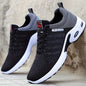 Men's Breathable Comfortable Sports Shoes - Shock-Absorbing Anti-Slip Mid-Top Lace-Up Design, Fashionable Woven Knit Upper, All-Season Black & White for Outdoor Jogging & Walking, Sleek Sporty Look, Shockabsorbing Footwear