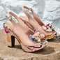 Elegant Camouflage Bow High Heels, Comfortable Open Toe Thick Sole Design, Suitable for Travel Nightclub Party Outfits