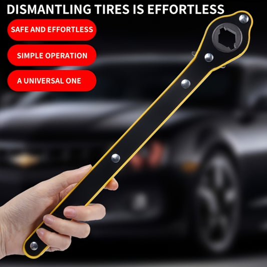 1pc Heavy-Duty Metal Tire Jack Wrench with 360° Rotating Knob, Rust Resistant Long Handle Scissor Jack for Motorcycles, SUVs & Vehicles - Effortless Disassembly & Installation Tool, Auto Workshop Essentials | Ergonomic Handle Design | Robust Construction,