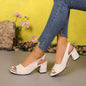 Women's Geometric Contrast Color Block Heel Sandals - Open Toe Ankle Strap with Buckle Closure, Cover Upper & Synthetic Cover Insole, High Block Heel for Casual & Party Wear, Casual Party Sandals | Buckle Strap Sandals | Rubber Sole Stability, High Heel S